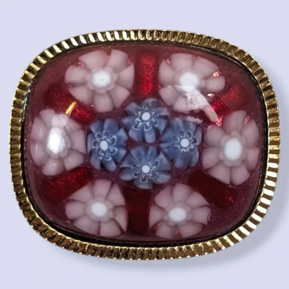 Vintage Millefiori Glass Brooch - Picture 1 of 6